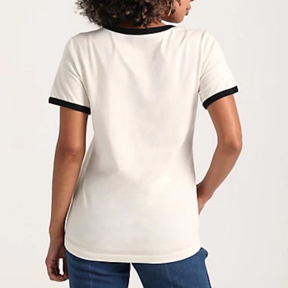 Wrangler X Leon Bridges Women’s Ringer Tee In Vanilla Ice - Picture 5 of 9
